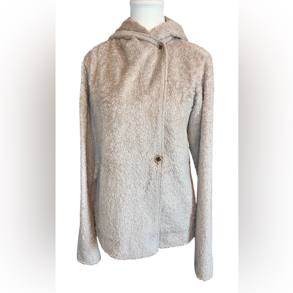 Patagonia Soft Tan Teddy Jacket with Hood
Women’s size M